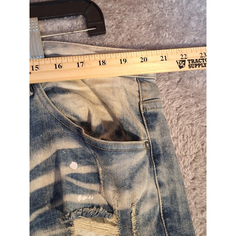 SMOKE RISE DENIM CO Mens Jeans 40x32 Blue Distressed Moto Ripped Splatter Grunge - Picture 8 of 16